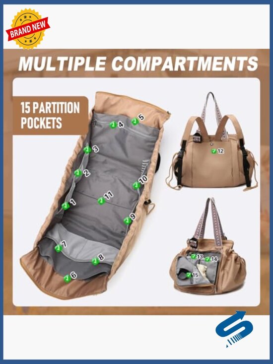 Convertible Travel Organizer Backpack Crossbody Shoulder Bag 15 Pockets main image 4